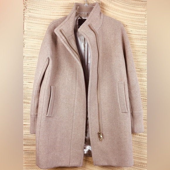 J.Crew Stadium Cocoon Nello Gori Iconic Wool Blend Peacoat Sand/Heather Oat Sz 6 - Picture 7 of 16